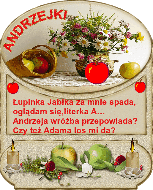 Kartka z jabłkami na andrzejki